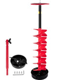 Ice Drill Auger 6in Diameter Nylon 39in Length Auger Bit with 11.8in Extension Rod Drill Adapter Top Plate Blade Guard for Ice Fishing Red